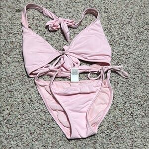 Swim Systems Blush Pink Tie Front Bikini Set Adjustable Size Small